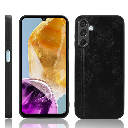 Samsung Galaxy F15 Cow Pattern Sewing Back Cover Phone Case - Premium PU Leather Texture PC + TPU Shockproof Protective Case, Scratch Resistant Slim Lightweight Anti-Fingerprint Full Coverage Mobile Cover
