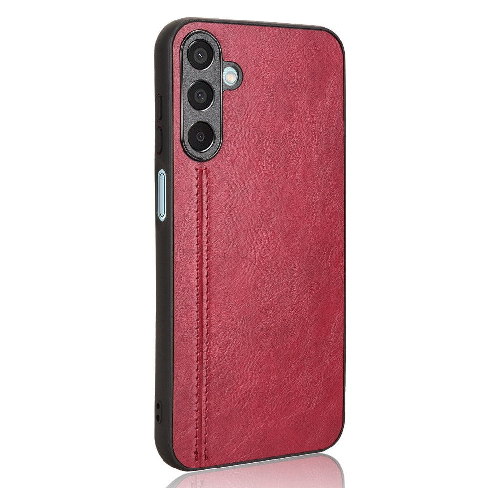 Samsung Galaxy M15 Cow Pattern Sewing Back Cover Phone Case - Premium PU Leather Texture PC + TPU Shockproof Protective Case, Scratch Resistant Slim Lightweight Anti-Fingerprint Full Coverage Mobile Cover