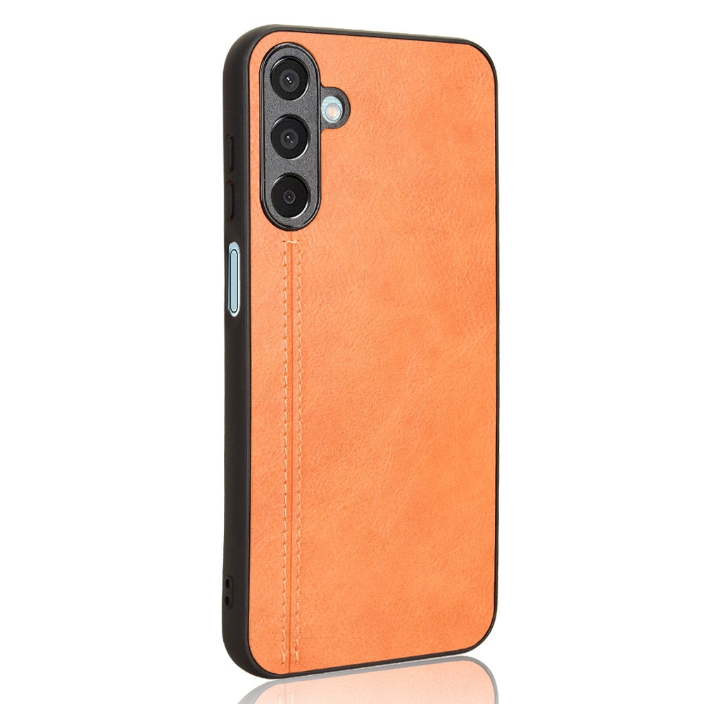 Samsung Galaxy M15 Cow Pattern Sewing Back Cover Phone Case - Premium PU Leather Texture PC + TPU Shockproof Protective Case, Scratch Resistant Slim Lightweight Anti-Fingerprint Full Coverage Mobile Cover