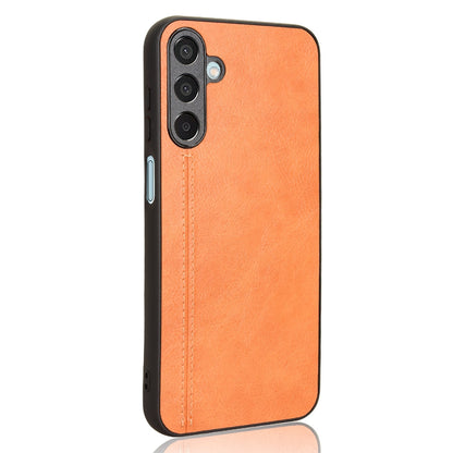 Samsung Galaxy M15 Cow Pattern Sewing Back Cover Phone Case - Premium PU Leather Texture PC + TPU Shockproof Protective Case, Scratch Resistant Slim Lightweight Anti-Fingerprint Full Coverage Mobile Cover