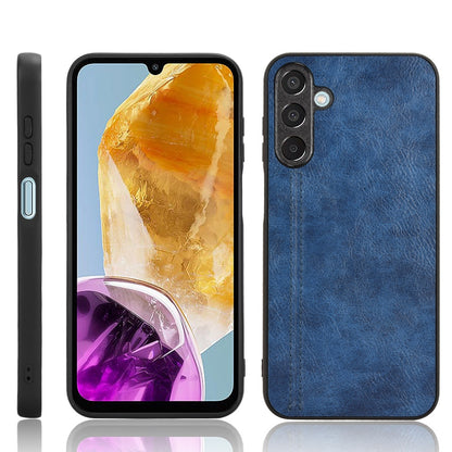 Samsung Galaxy M15 Cow Pattern Sewing Back Cover Phone Case - Premium PU Leather Texture PC + TPU Shockproof Protective Case, Scratch Resistant Slim Lightweight Anti-Fingerprint Full Coverage Mobile Cover