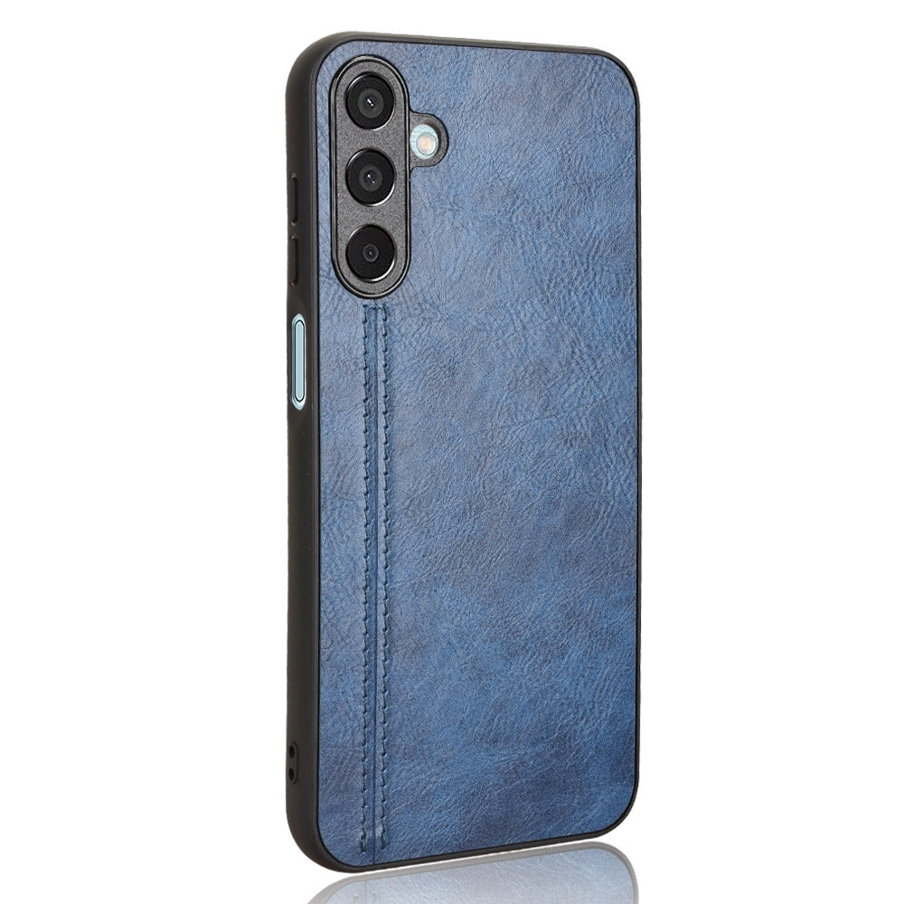 Samsung Galaxy M15 Cow Pattern Sewing Back Cover Phone Case - Premium PU Leather Texture PC + TPU Shockproof Protective Case, Scratch Resistant Slim Lightweight Anti-Fingerprint Full Coverage Mobile Cover