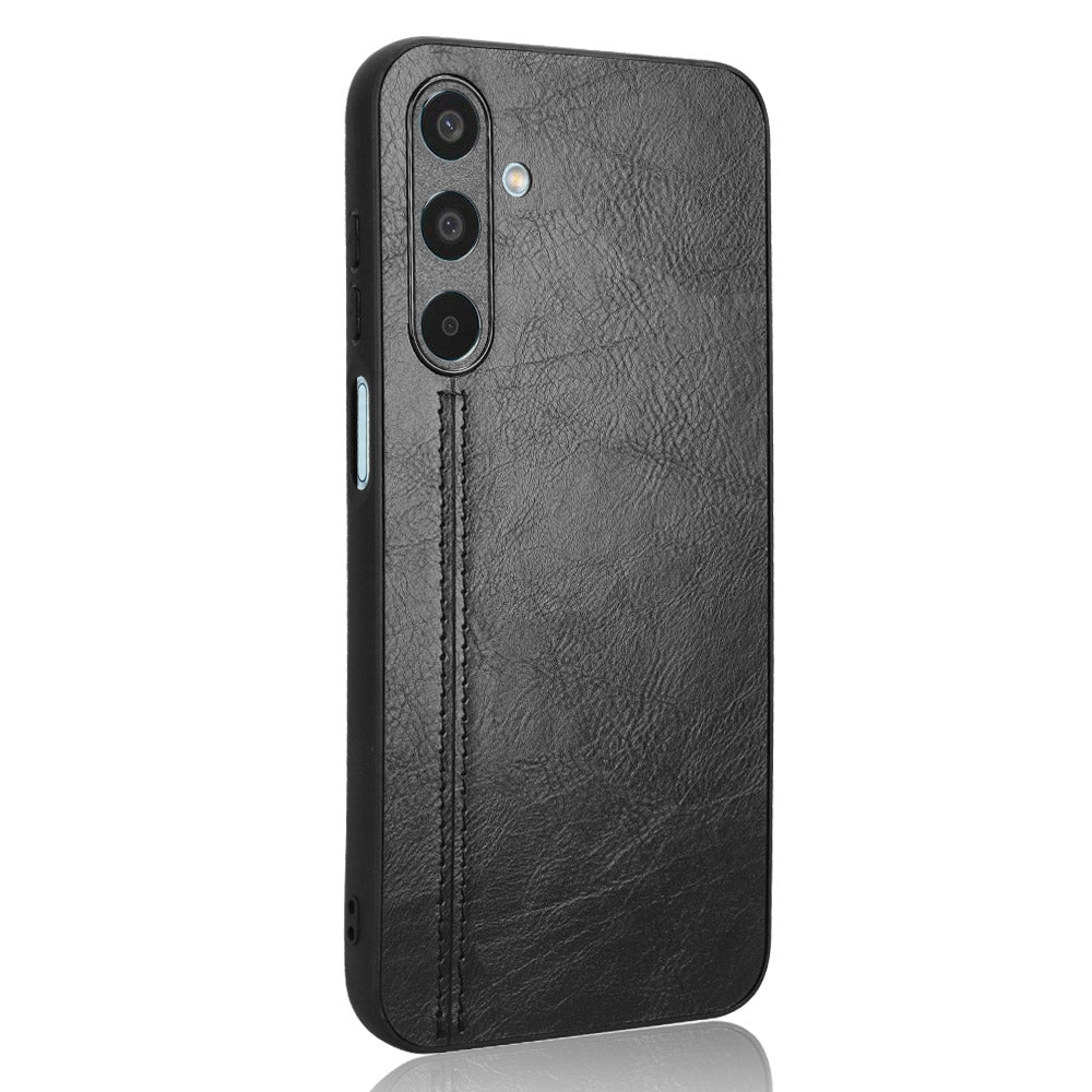 Samsung Galaxy M35 Cow Pattern Sewing Back Cover Phone Case - Premium PU Leather Texture PC + TPU Shockproof Protective Case, Scratch Resistant Slim Lightweight Anti-Fingerprint Full Coverage Mobile Cover