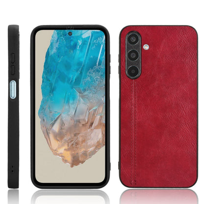 Samsung Galaxy M35 Cow Pattern Sewing Back Cover Phone Case - Premium PU Leather Texture PC + TPU Shockproof Protective Case, Scratch Resistant Slim Lightweight Anti-Fingerprint Full Coverage Mobile Cover