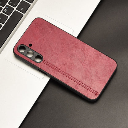 Samsung Galaxy M35 Cow Pattern Sewing Back Cover Phone Case - Premium PU Leather Texture PC + TPU Shockproof Protective Case, Scratch Resistant Slim Lightweight Anti-Fingerprint Full Coverage Mobile Cover