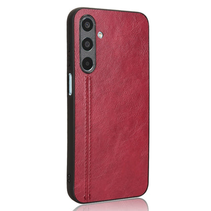 Samsung Galaxy M35 Cow Pattern Sewing Back Cover Phone Case - Premium PU Leather Texture PC + TPU Shockproof Protective Case, Scratch Resistant Slim Lightweight Anti-Fingerprint Full Coverage Mobile Cover