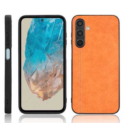 Samsung Galaxy M35 Cow Pattern Sewing Back Cover Phone Case - Premium PU Leather Texture PC + TPU Shockproof Protective Case, Scratch Resistant Slim Lightweight Anti-Fingerprint Full Coverage Mobile Cover
