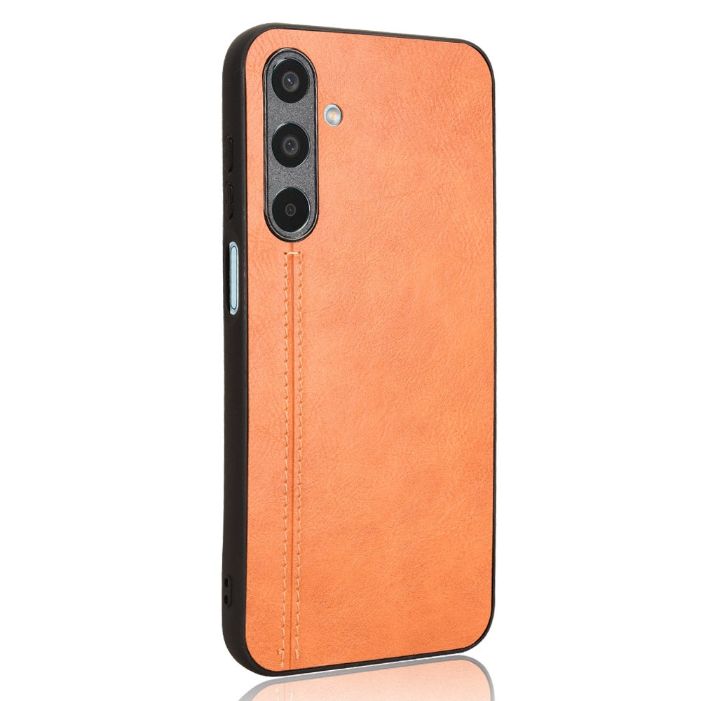 Samsung Galaxy M35 Cow Pattern Sewing Back Cover Phone Case - Premium PU Leather Texture PC + TPU Shockproof Protective Case, Scratch Resistant Slim Lightweight Anti-Fingerprint Full Coverage Mobile Cover