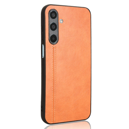 Samsung Galaxy M35 Cow Pattern Sewing Back Cover Phone Case - Premium PU Leather Texture PC + TPU Shockproof Protective Case, Scratch Resistant Slim Lightweight Anti-Fingerprint Full Coverage Mobile Cover