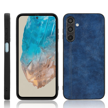 Samsung Galaxy M35 Cow Pattern Sewing Back Cover Phone Case - Premium PU Leather Texture PC + TPU Shockproof Protective Case, Scratch Resistant Slim Lightweight Anti-Fingerprint Full Coverage Mobile Cover