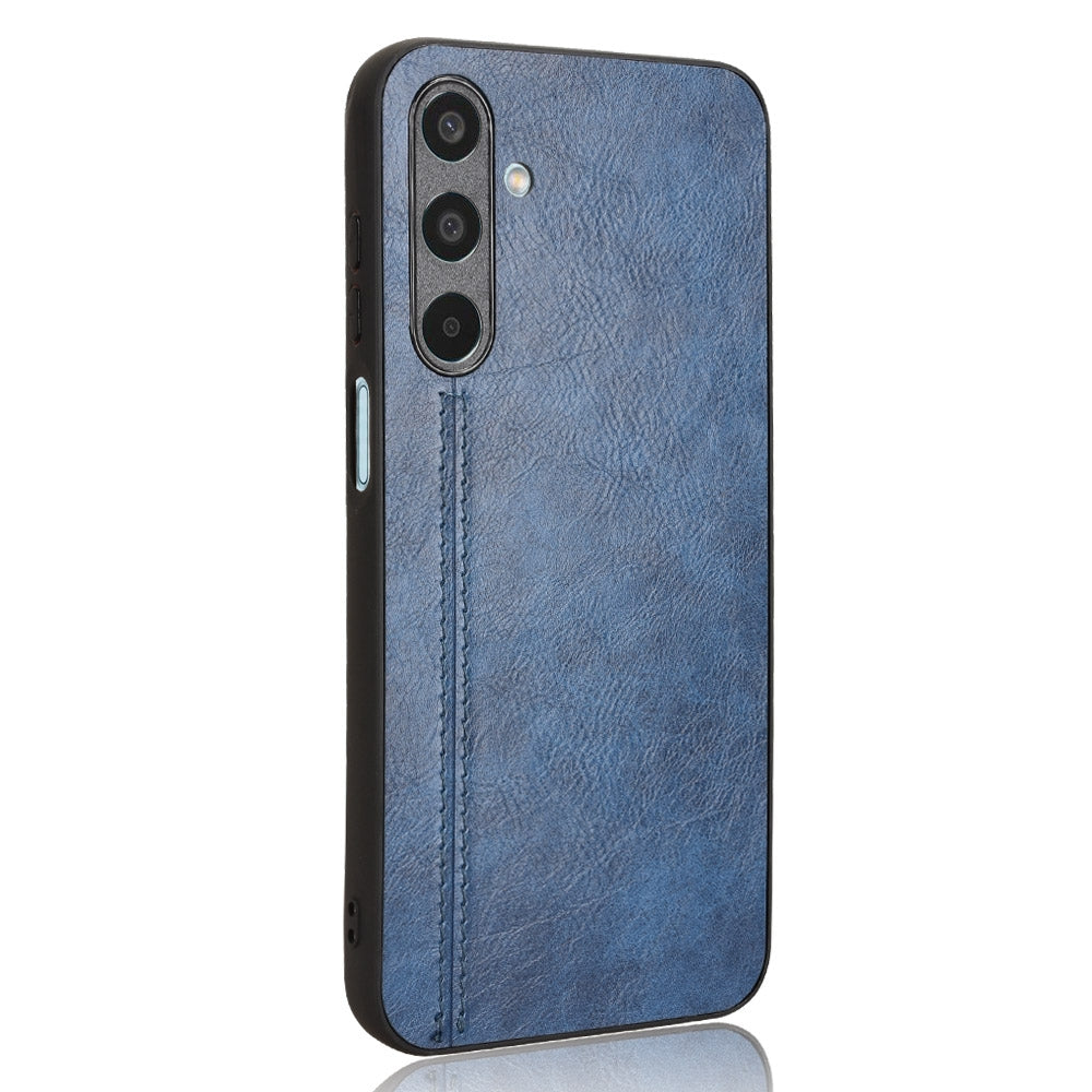 Samsung Galaxy M35 Cow Pattern Sewing Back Cover Phone Case - Premium PU Leather Texture PC + TPU Shockproof Protective Case, Scratch Resistant Slim Lightweight Anti-Fingerprint Full Coverage Mobile Cover