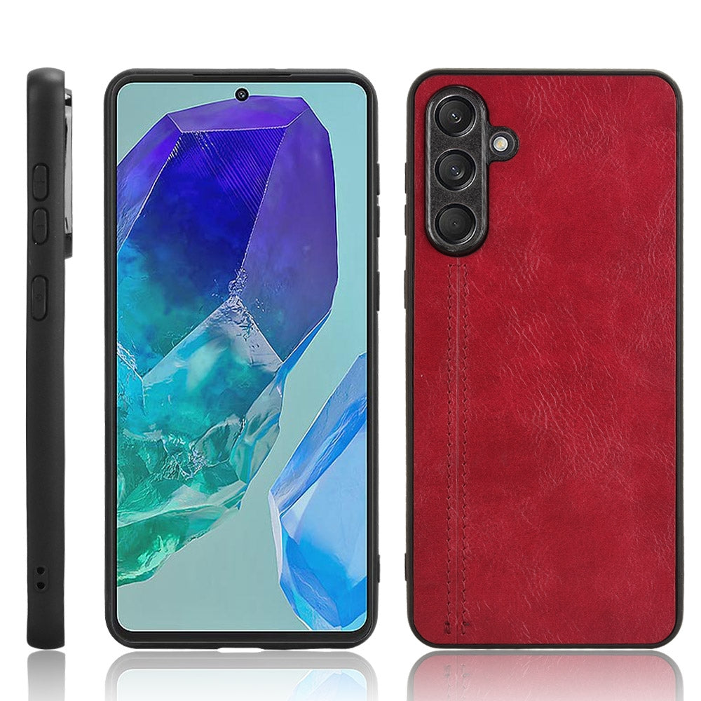 Samsung Galaxy M54 5G Cow Pattern Sewing Back Cover Phone Case - Premium PU Leather Texture PC + TPU Shockproof Protective Case, Scratch Resistant Slim Lightweight Anti-Fingerprint Full Coverage Mobile Cover