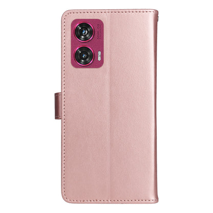 For Motorola Edge 50 Fusion Cat and Bee Embossed Flip Leather Phone Case Wallet Cover with Card Slots Cash Pocket Magnetic Stand Protective Shockproof TPU PU Leather Case with Wrist Strap