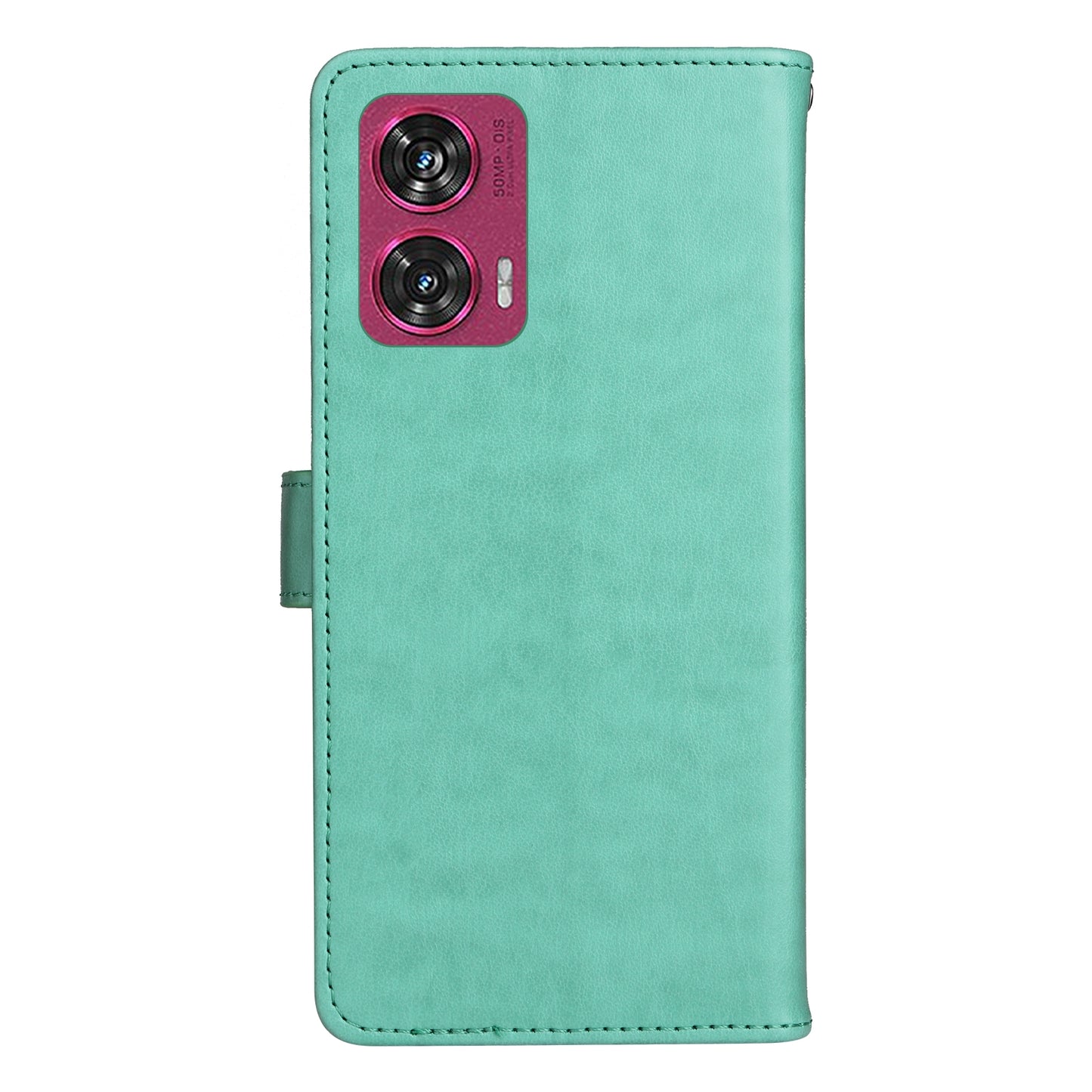 For Motorola Edge 50 Fusion Cat and Bee Embossed Flip Leather Phone Case Wallet Cover with Card Slots Cash Pocket Magnetic Stand Protective Shockproof TPU PU Leather Case with Wrist Strap
