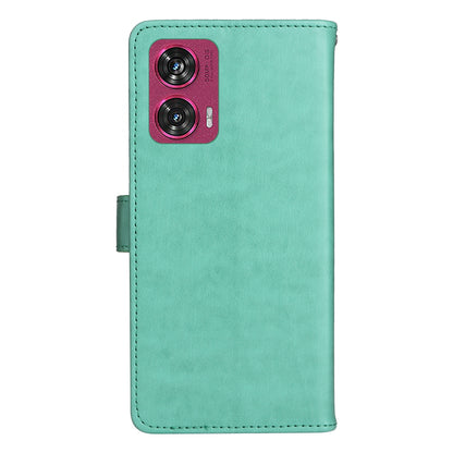 For Motorola Edge 50 Fusion Cat and Bee Embossed Flip Leather Phone Case Wallet Cover with Card Slots Cash Pocket Magnetic Stand Protective Shockproof TPU PU Leather Case with Wrist Strap