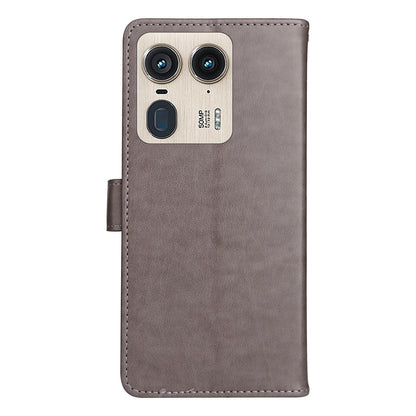 For Motorola Edge 50 Ultra Cat and Bee Embossed Flip Leather Phone Case Wallet Cover with Card Slots Cash Pocket Magnetic Stand Protective Shockproof TPU PU Leather Case with Wrist Strap