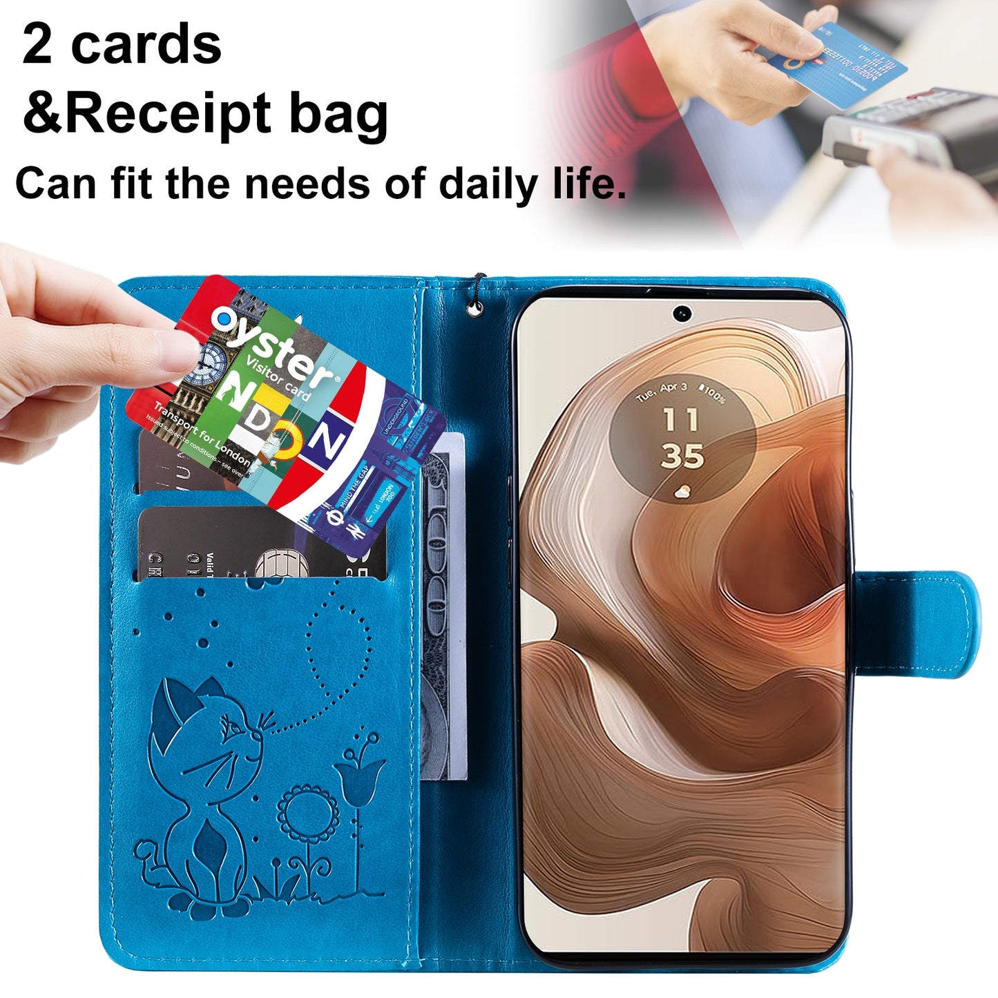 For Motorola Edge 50 Ultra Cat and Bee Embossed Flip Leather Phone Case Wallet Cover with Card Slots Cash Pocket Magnetic Stand Protective Shockproof TPU PU Leather Case with Wrist Strap