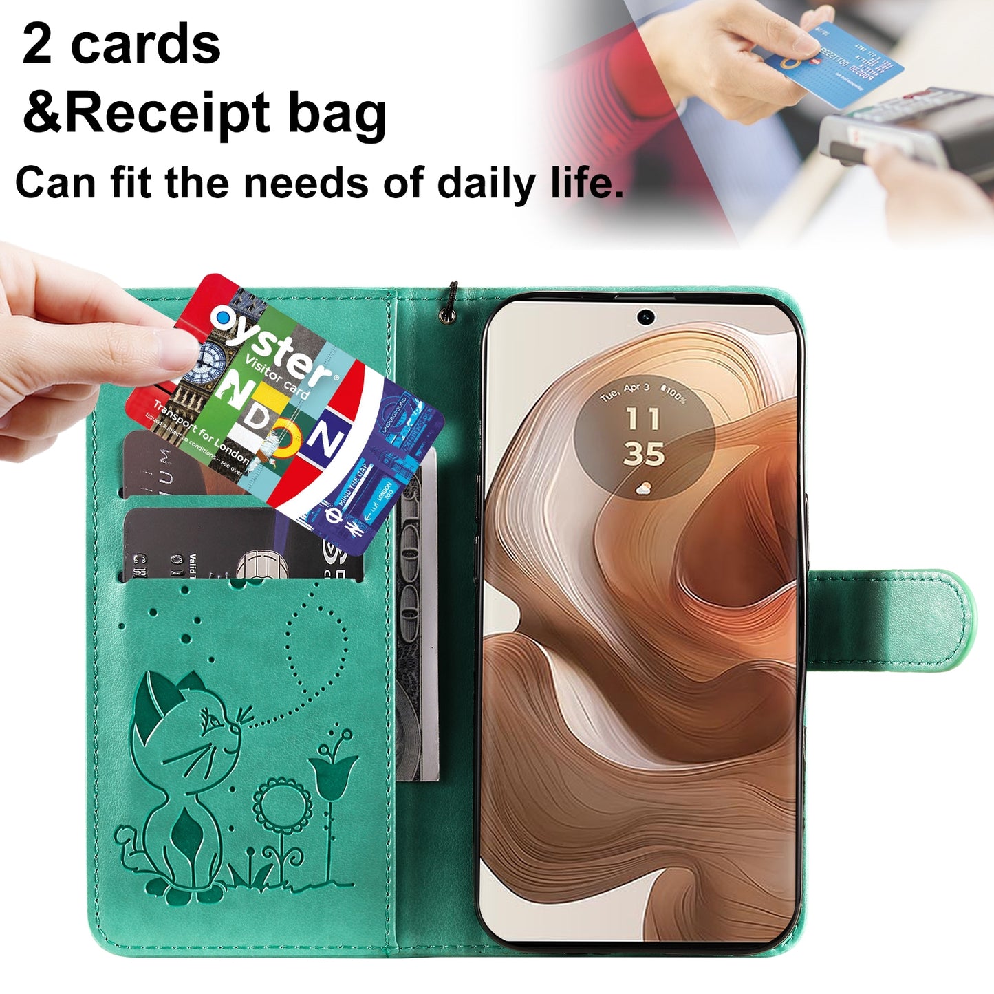For Motorola Edge 50 Ultra Cat and Bee Embossed Flip Leather Phone Case Wallet Cover with Card Slots Cash Pocket Magnetic Stand Protective Shockproof TPU PU Leather Case with Wrist Strap