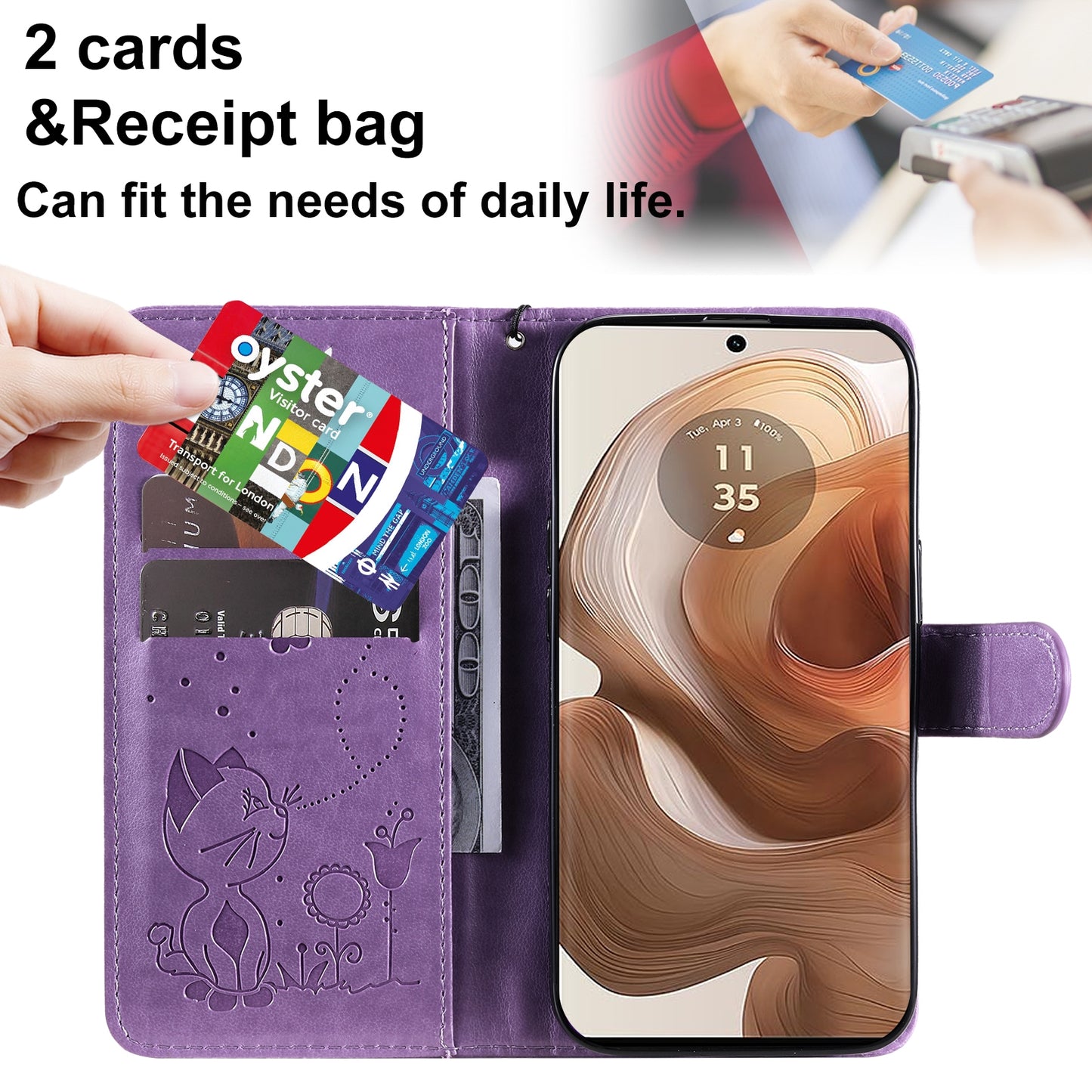 For Motorola Edge 50 Ultra Cat and Bee Embossed Flip Leather Phone Case Wallet Cover with Card Slots Cash Pocket Magnetic Stand Protective Shockproof TPU PU Leather Case with Wrist Strap