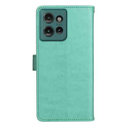 For Motorola Edge 50 5G Cat and Bee Embossed Flip Leather Phone Case Wallet Cover with Card Slots Cash Pocket Magnetic Stand Protective Shockproof TPU PU Leather Case with Wrist Strap