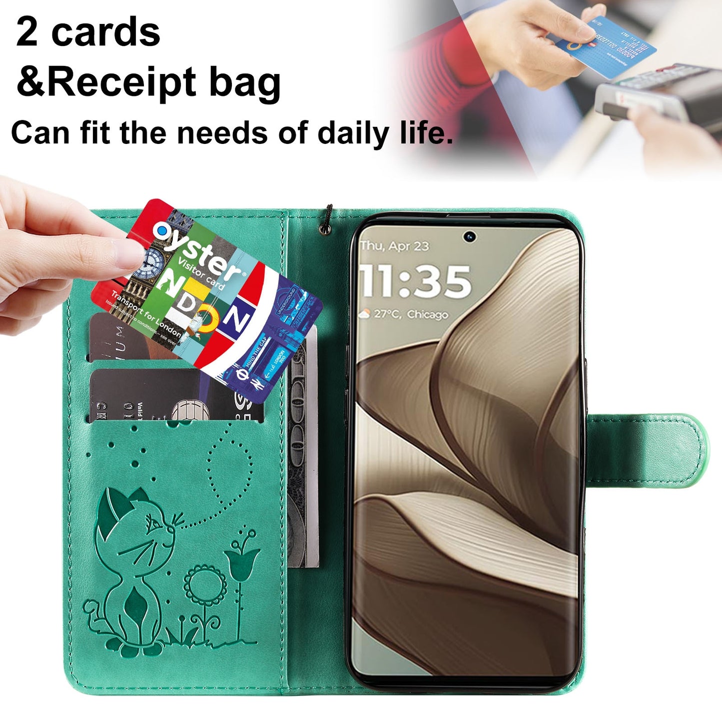 For Motorola Edge 50 5G Cat and Bee Embossed Flip Leather Phone Case Wallet Cover with Card Slots Cash Pocket Magnetic Stand Protective Shockproof TPU PU Leather Case with Wrist Strap
