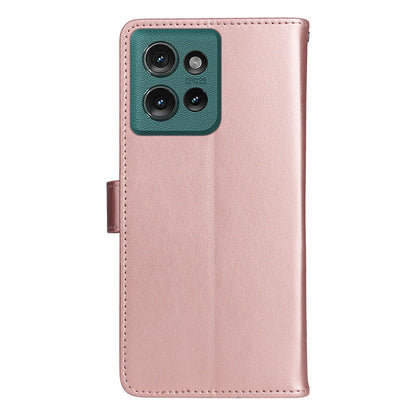 For Motorola Edge 50 5G Cat and Bee Embossed Flip Leather Phone Case Wallet Cover with Card Slots Cash Pocket Magnetic Stand Protective Shockproof TPU PU Leather Case with Wrist Strap