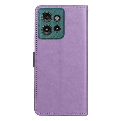 For Motorola Edge 50 5G Cat and Bee Embossed Flip Leather Phone Case Wallet Cover with Card Slots Cash Pocket Magnetic Stand Protective Shockproof TPU PU Leather Case with Wrist Strap