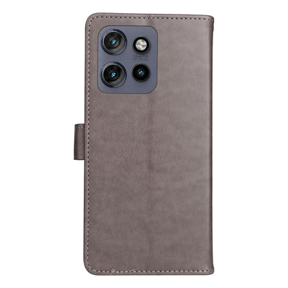 For Motorola Edge 50 Neo Cat and Bee Embossed Flip Leather Phone Case Wallet Cover with Card Slots Cash Pocket Magnetic Stand Protective Shockproof TPU PU Leather Case with Wrist Strap