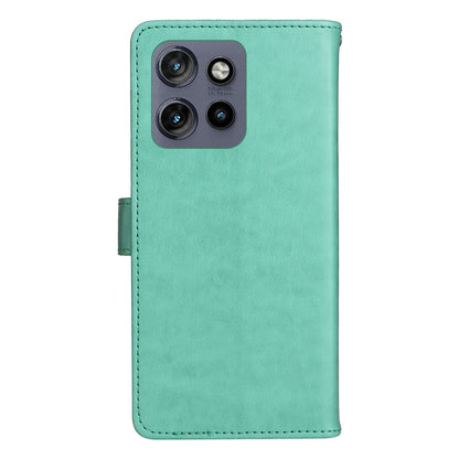 For Motorola Edge 50 Neo Cat and Bee Embossed Flip Leather Phone Case Wallet Cover with Card Slots Cash Pocket Magnetic Stand Protective Shockproof TPU PU Leather Case with Wrist Strap