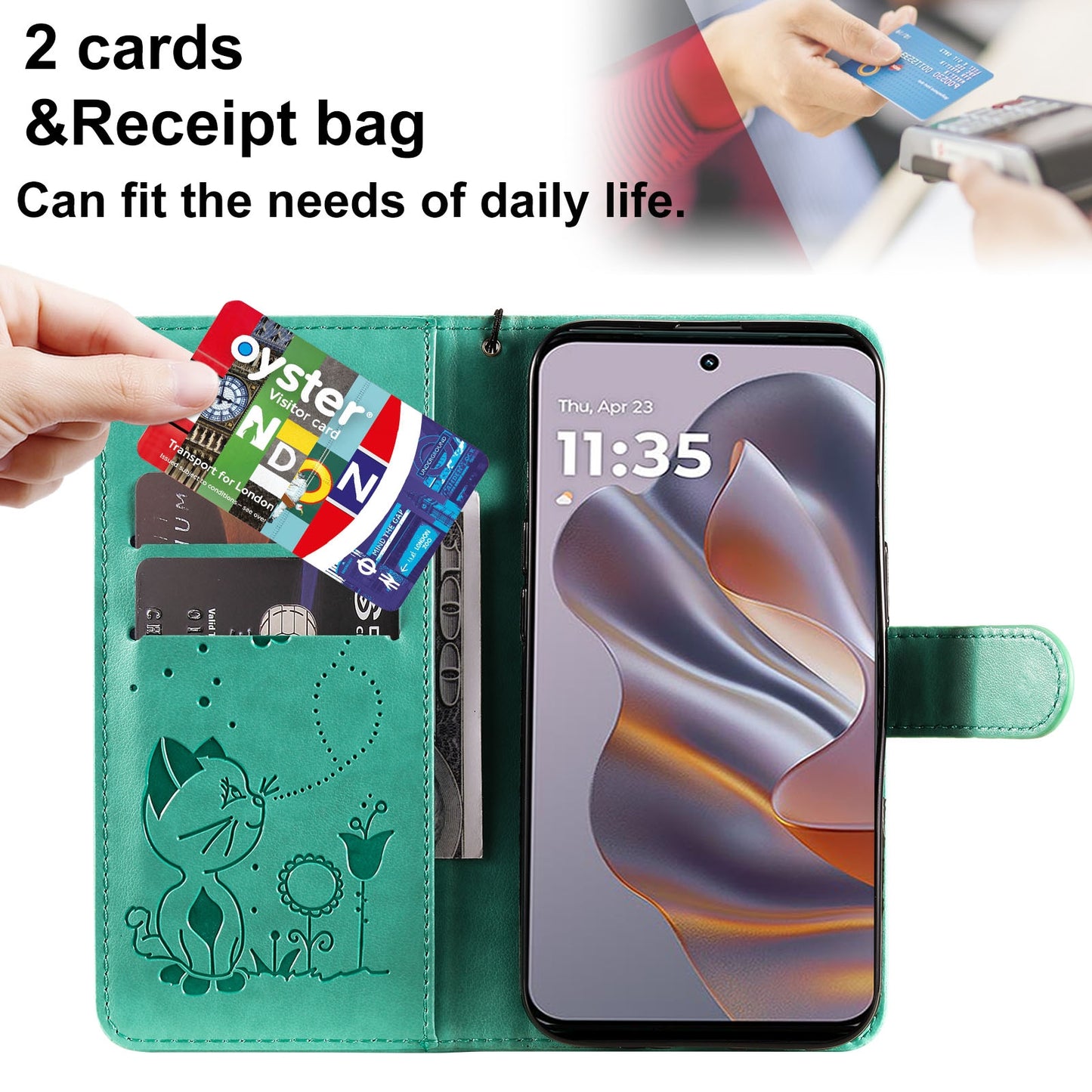 For Motorola Edge 50 Neo Cat and Bee Embossed Flip Leather Phone Case Wallet Cover with Card Slots Cash Pocket Magnetic Stand Protective Shockproof TPU PU Leather Case with Wrist Strap
