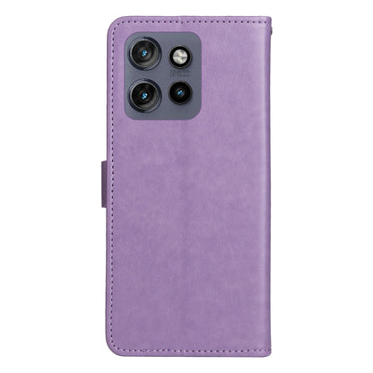 For Motorola Edge 50 Neo Cat and Bee Embossed Flip Leather Phone Case Wallet Cover with Card Slots Cash Pocket Magnetic Stand Protective Shockproof TPU PU Leather Case with Wrist Strap