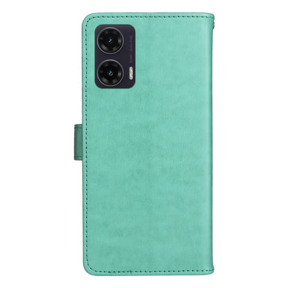 For Motorola Moto G35 Cat and Bee Embossed Flip Leather Phone Case Wallet Cover with Card Slots Cash Pocket Magnetic Stand Protective Shockproof TPU PU Leather Case with Wrist Strap
