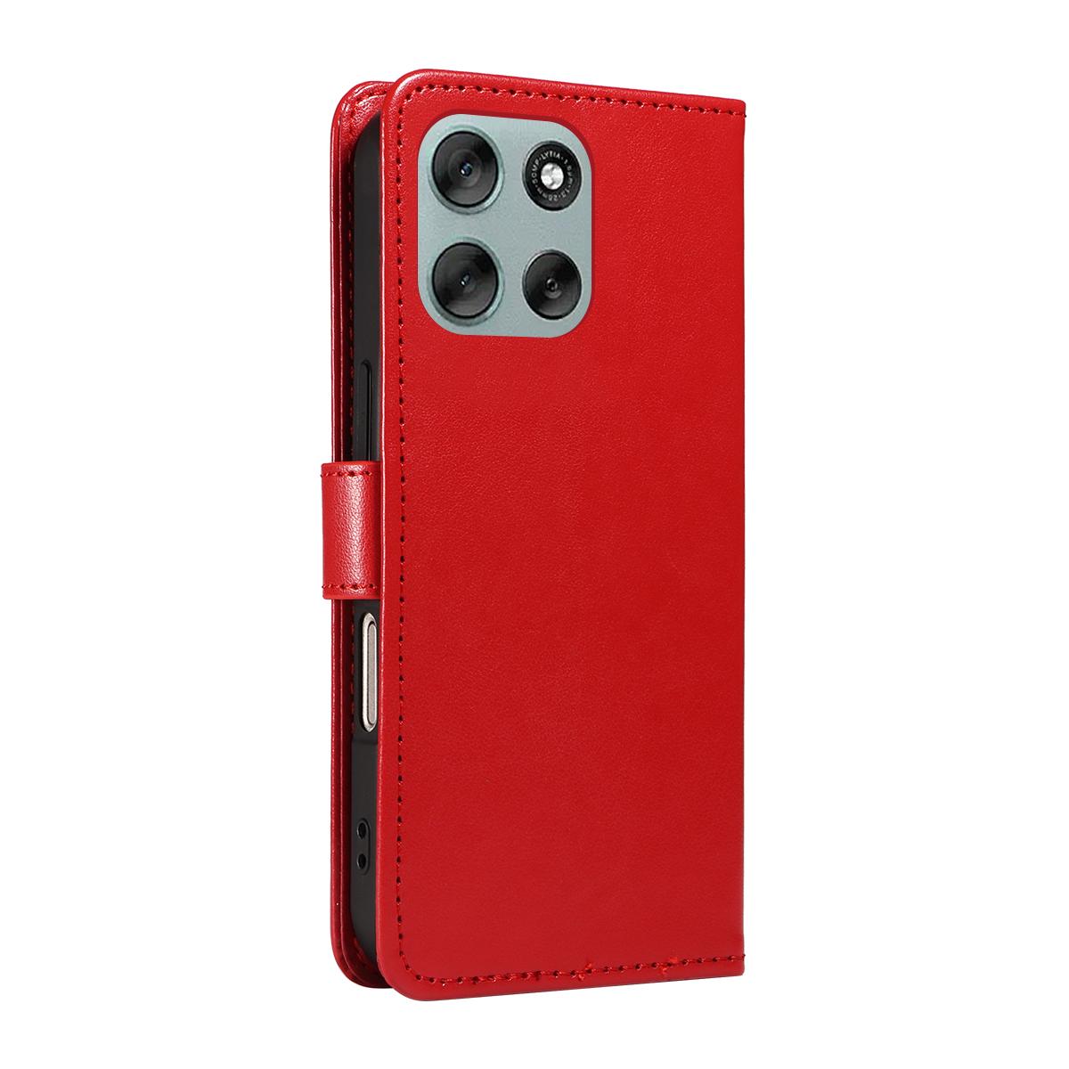 For Motorola Moto G56 5G Cat and Bee Embossed Flip Leather Phone Case Wallet Cover with Card Slots Cash Pocket Magnetic Stand Protective Shockproof TPU PU Leather Case with Wrist Strap