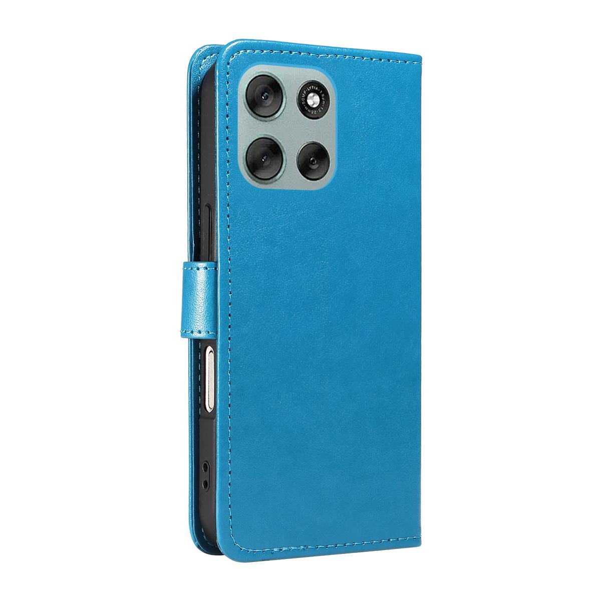 For Motorola Moto G56 5G Cat and Bee Embossed Flip Leather Phone Case Wallet Cover with Card Slots Cash Pocket Magnetic Stand Protective Shockproof TPU PU Leather Case with Wrist Strap
