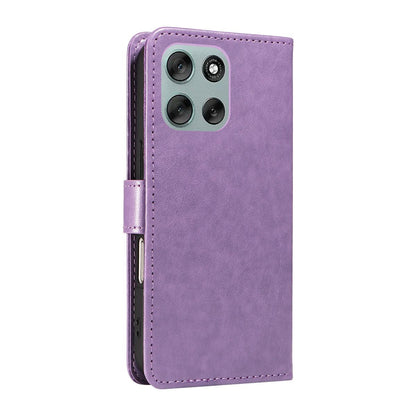 For Motorola Moto G56 5G Cat and Bee Embossed Flip Leather Phone Case Wallet Cover with Card Slots Cash Pocket Magnetic Stand Protective Shockproof TPU PU Leather Case with Wrist Strap