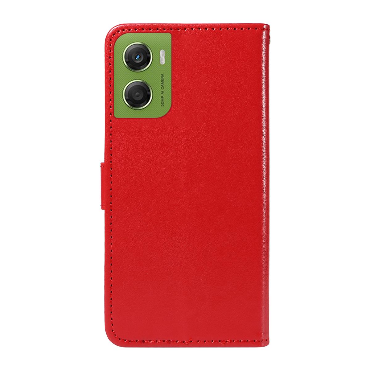 For Motorola Moto G06 4G Cat and Bee Embossed Flip Leather Phone Case Wallet Cover with Card Slots Cash Pocket Magnetic Stand Protective Shockproof TPU PU Leather Case with Wrist Strap