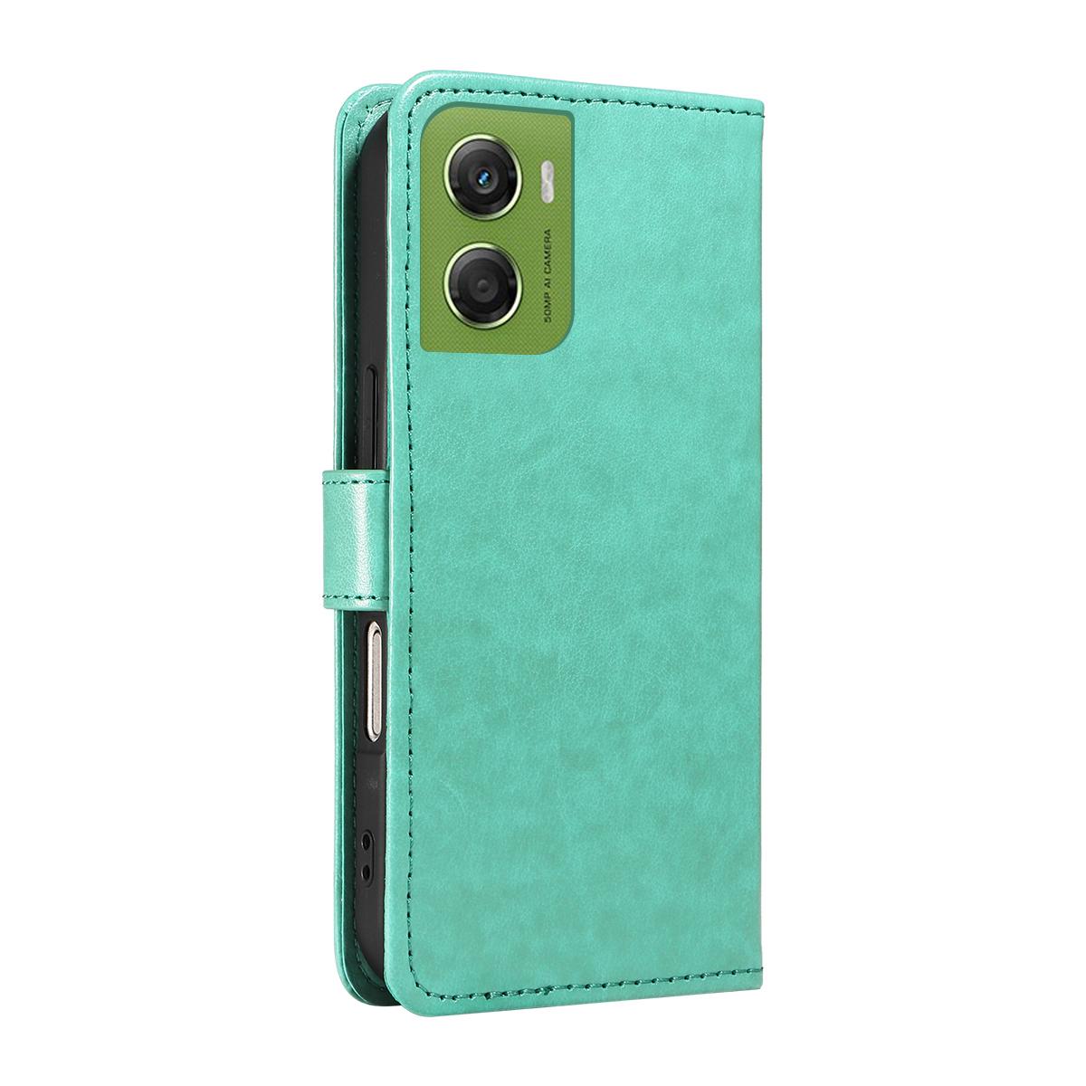 For Motorola Moto G06 4G Cat and Bee Embossed Flip Leather Phone Case Wallet Cover with Card Slots Cash Pocket Magnetic Stand Protective Shockproof TPU PU Leather Case with Wrist Strap