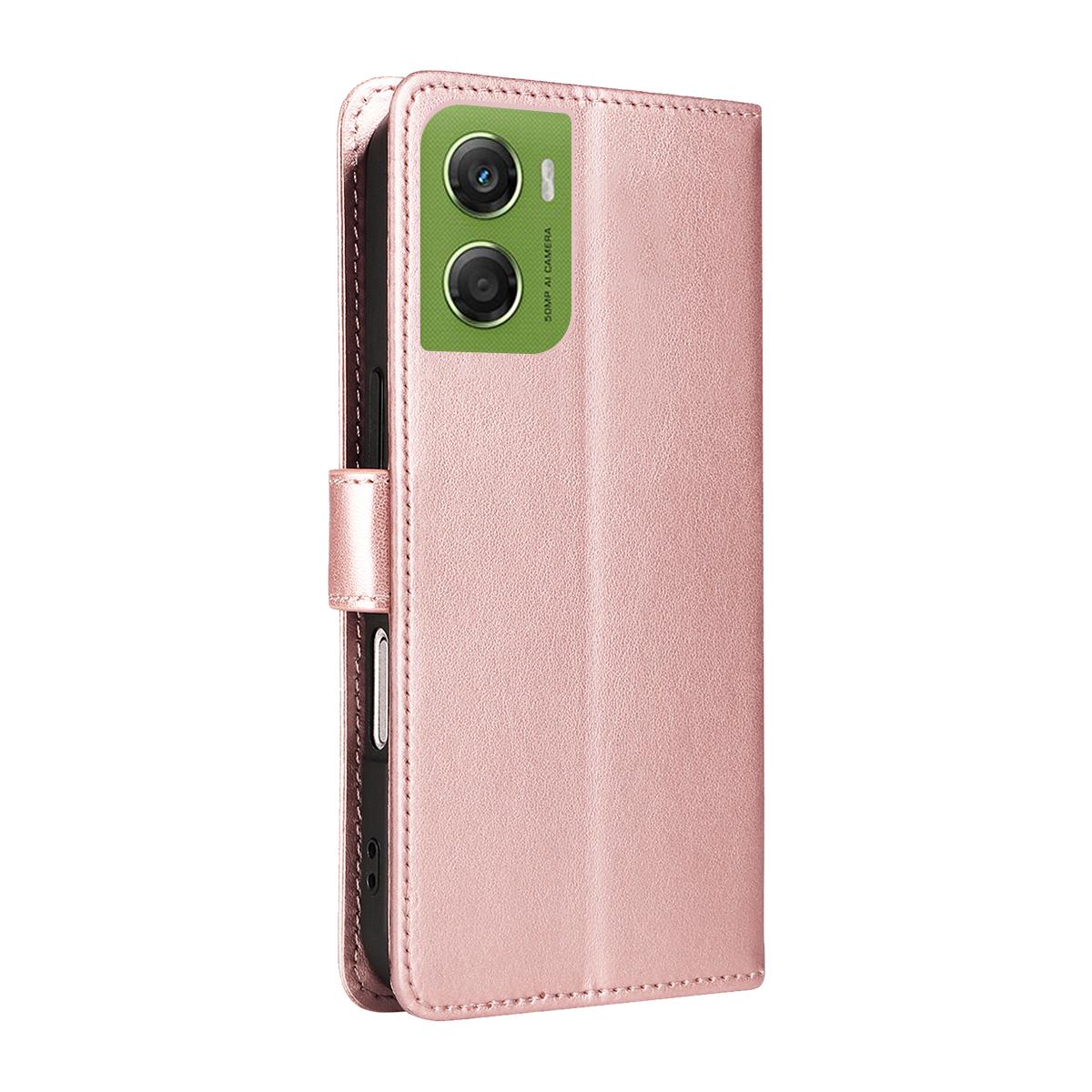 For Motorola Moto G06 4G Cat and Bee Embossed Flip Leather Phone Case Wallet Cover with Card Slots Cash Pocket Magnetic Stand Protective Shockproof TPU PU Leather Case with Wrist Strap