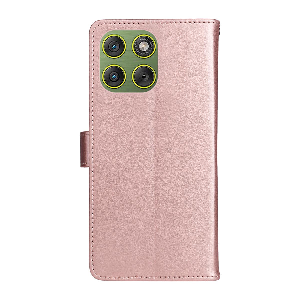 For Motorola Edge 70 5G Cat and Bee Embossed Flip Leather Phone Case Wallet Cover with Card Slots Cash Pocket Magnetic Stand Protective Shockproof TPU PU Leather Case with Wrist Strap