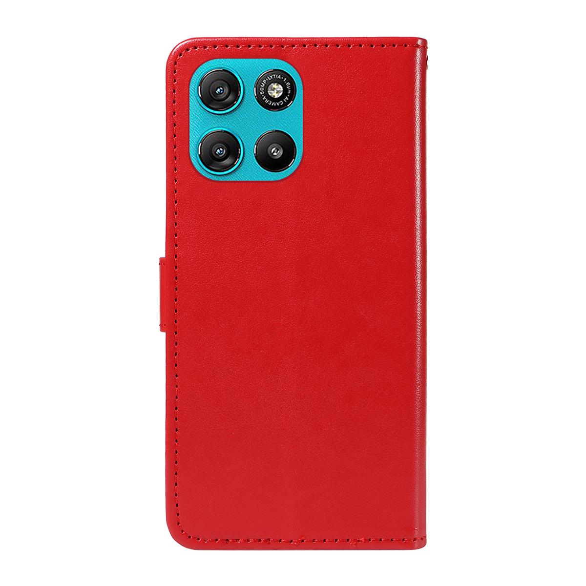 For Motorola Moto G67 Power 5G Cat and Bee Embossed Flip Leather Phone Case Wallet Cover with Card Slots Cash Pocket Magnetic Stand Protective Shockproof TPU PU Leather Case with Wrist Strap