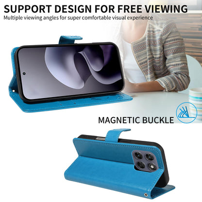For Motorola Moto G77 5G Cat and Bee Embossed Flip Leather Phone Case Wallet Cover with Card Slots Cash Pocket Magnetic Stand Protective Shockproof TPU PU Leather Case with Wrist Strap