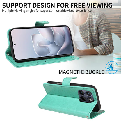 For Motorola Edge 70 Fusion 5G Cat and Bee Embossed Flip Leather Phone Case Wallet Cover with Card Slots Cash Pocket Magnetic Stand Protective Shockproof TPU PU Leather Case with Wrist Strap