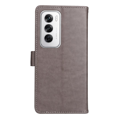 For OPPO Reno12 5G Cat and Bee Embossed Flip Leather Phone Case Wallet Cover with Card Slots Cash Pocket Magnetic Stand Protective Shockproof TPU PU Leather Case with Wrist Strap