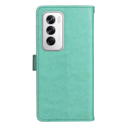 For OPPO Reno12 5G Cat and Bee Embossed Flip Leather Phone Case Wallet Cover with Card Slots Cash Pocket Magnetic Stand Protective Shockproof TPU PU Leather Case with Wrist Strap