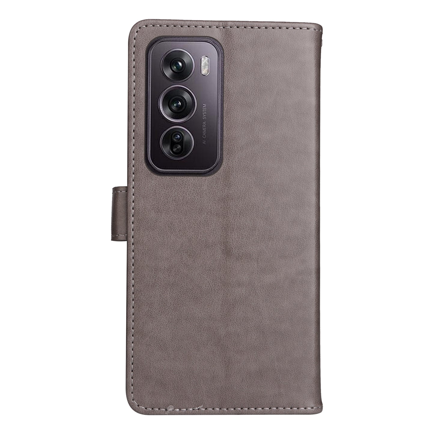 For OPPO Reno12 Pro 5G Cat and Bee Embossed Flip Leather Phone Case Wallet Cover with Card Slots Cash Pocket Magnetic Stand Protective Shockproof TPU PU Leather Case with Wrist Strap