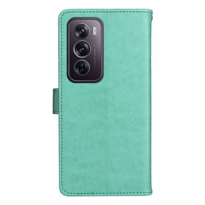 For OPPO Reno12 Pro 5G Cat and Bee Embossed Flip Leather Phone Case Wallet Cover with Card Slots Cash Pocket Magnetic Stand Protective Shockproof TPU PU Leather Case with Wrist Strap