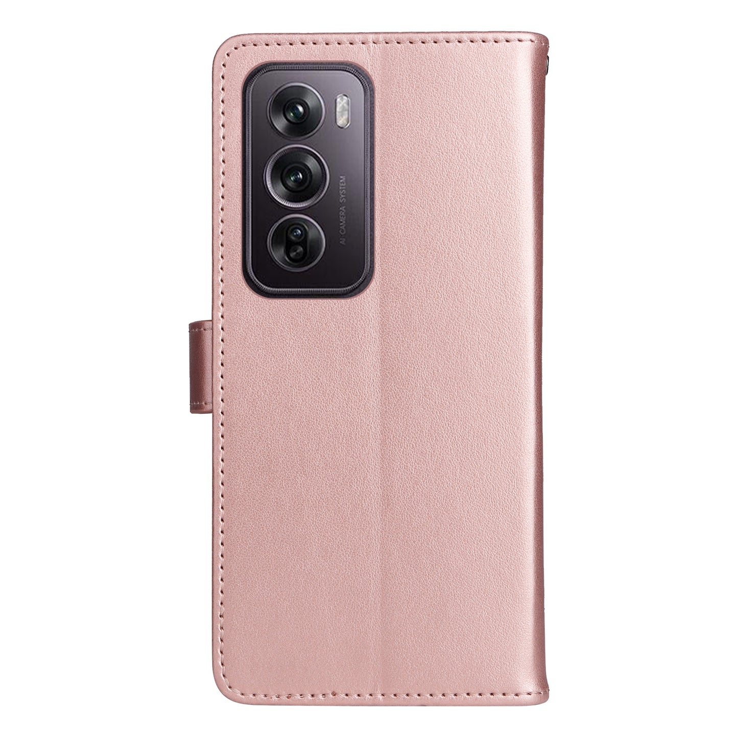 For OPPO Reno12 Pro 5G Cat and Bee Embossed Flip Leather Phone Case Wallet Cover with Card Slots Cash Pocket Magnetic Stand Protective Shockproof TPU PU Leather Case with Wrist Strap