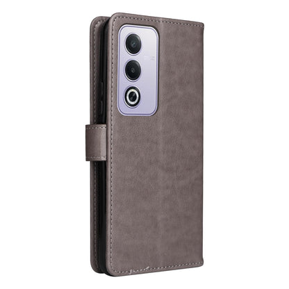 For OPPO K12X 5G Cat and Bee Embossed Flip Leather Phone Case Wallet Cover with Card Slots Cash Pocket Magnetic Stand Protective Shockproof TPU PU Leather Case with Wrist Strap