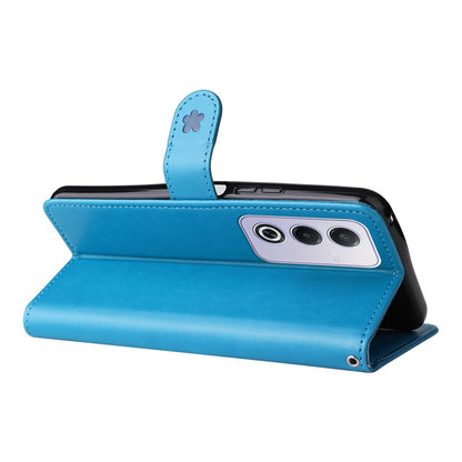 For OPPO K12X 5G Cat and Bee Embossed Flip Leather Phone Case Wallet Cover with Card Slots Cash Pocket Magnetic Stand Protective Shockproof TPU PU Leather Case with Wrist Strap