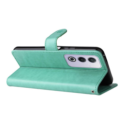 For OPPO K12X 5G Cat and Bee Embossed Flip Leather Phone Case Wallet Cover with Card Slots Cash Pocket Magnetic Stand Protective Shockproof TPU PU Leather Case with Wrist Strap